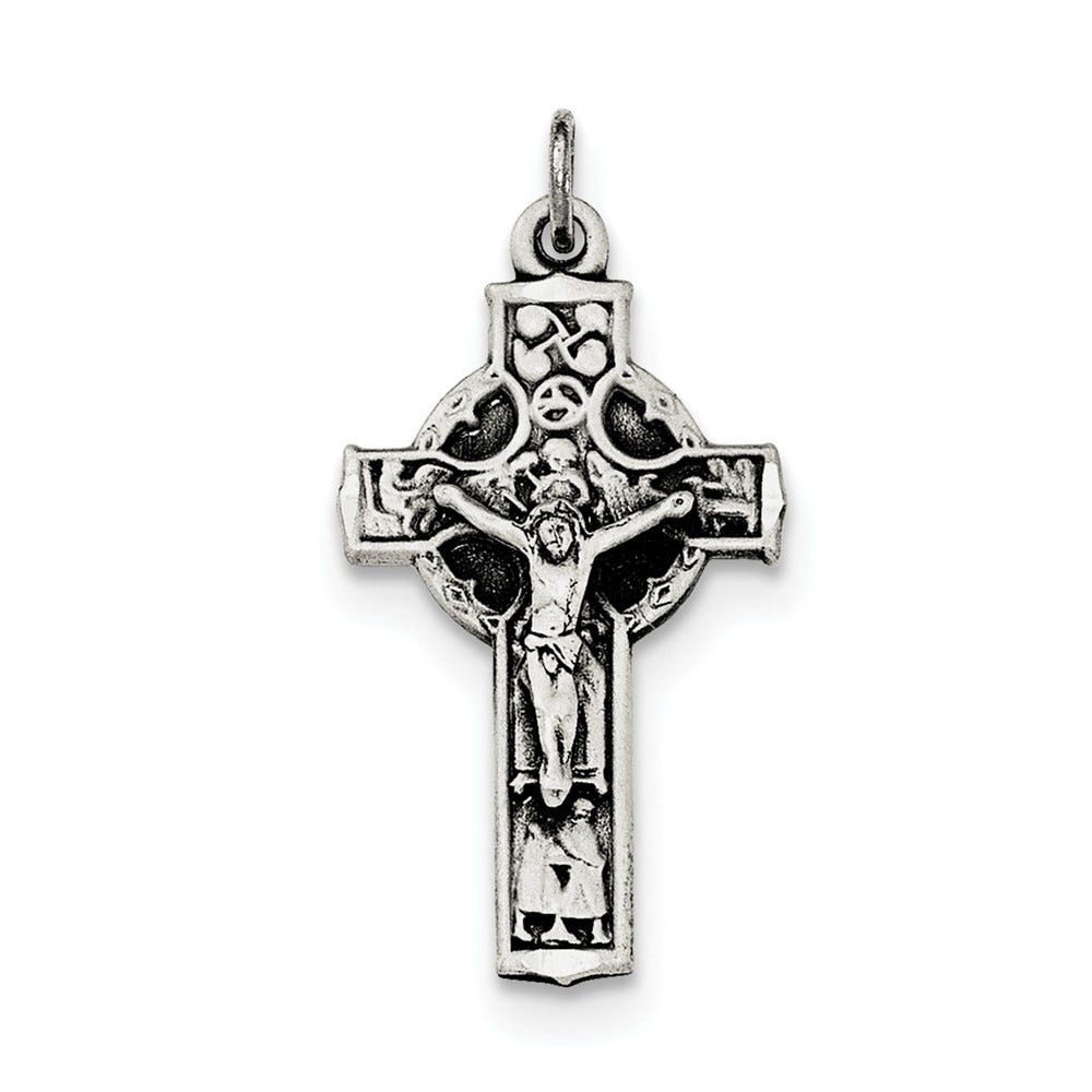 Sterling Silver Antiqued Irish 4-Way INRI Crucifix Cross Pendant