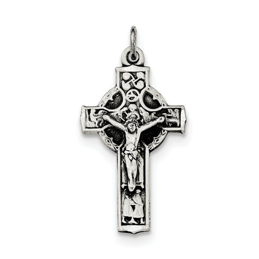Sterling Silver Antiqued Irish 4-Way INRI Crucifix Cross Pendant