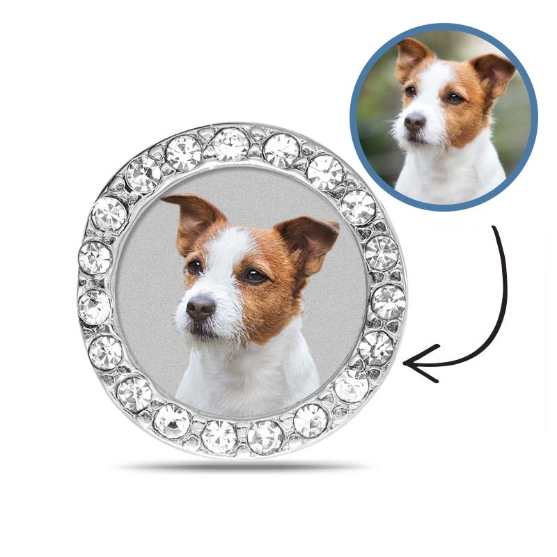 Additional Photo Engraved CZ Round Charm