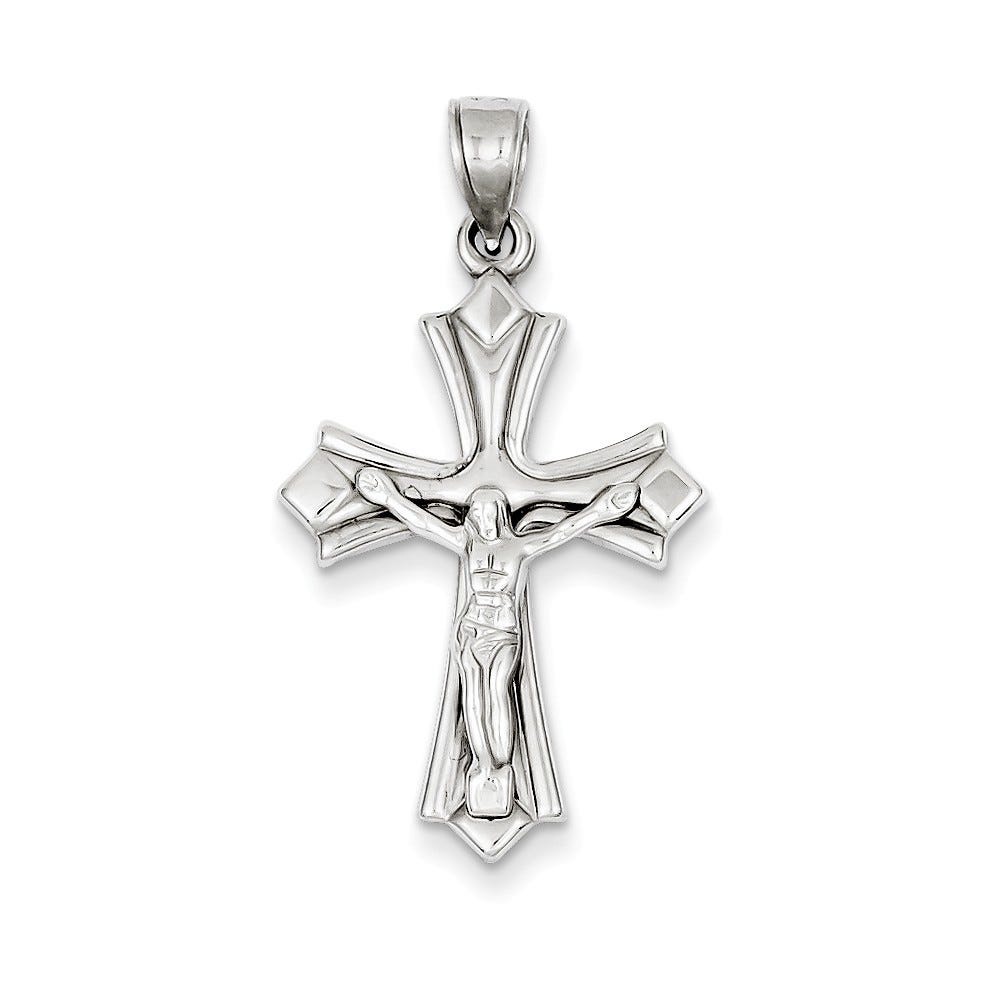 14k White Gold Reversible Crucifix /Cross Pendant