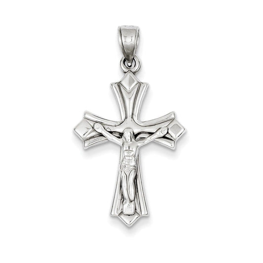 14k White Gold Reversible Crucifix /Cross Pendant