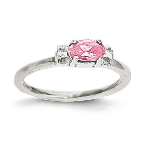 Sterling Silver Pink CZ Children's Ring