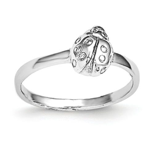 Sterling Silver Plated High Polished Lady Bug Children's Ring