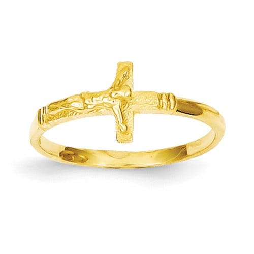 14k Yellow Gold Children's Crucifix Ring