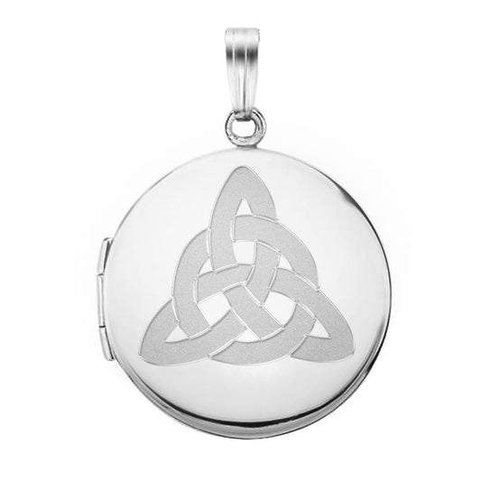 Sterling Silver Round Celtic Trinity Picture Locket