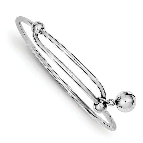 Sterling Silver Children's Ball Charm Expandable Bangle Bracelet