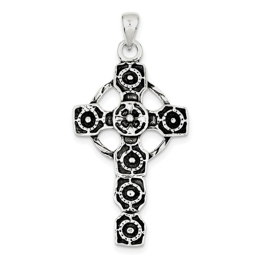 Sterling Silver Antiqued Celtic Cross Pendant