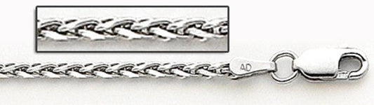 14K White Gold 3mm Parisian Wheat Chain