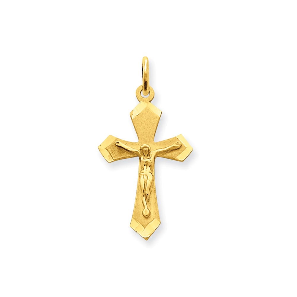 14k Satin & Diamond-cut Crucifix Charm