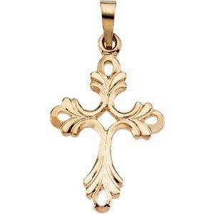 14K Yellow Gold CROSS PENDANT W/DESIGN