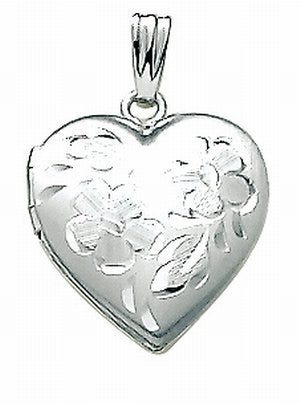 14K White Gold Small Heart Locket