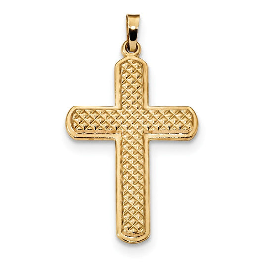 14k Polished and Textured Cross Pendant