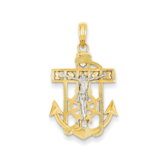 14k Two-tone Mariner\'s Crucifix Pendant