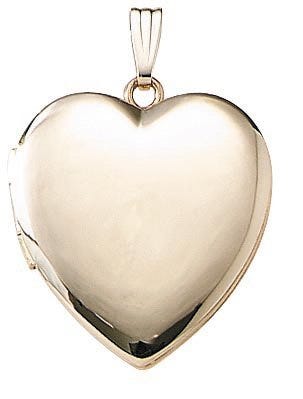 Solid 14k Yellow Gold Heart Photo Locket