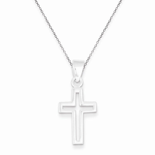 Sterling Silver Rhodium Plated Cross Pendant