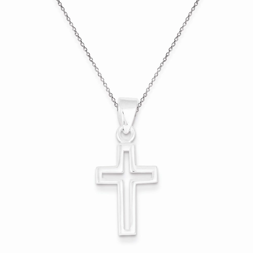 Sterling Silver Rhodium Plated Cross Pendant