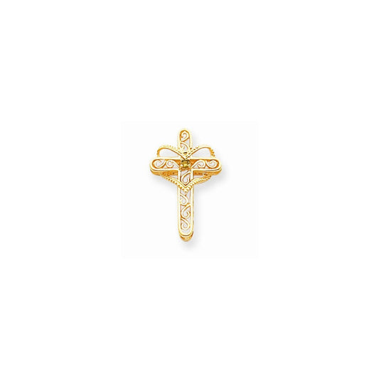 14k Genuine 1 Stone Mother\'s Cross Pendant