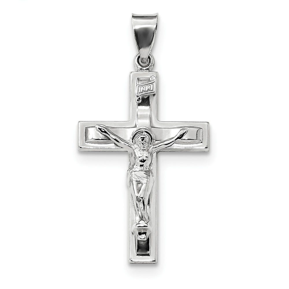 Sterling Silver Rhodium-plated Polished INRI Latin Crucifix Pendant