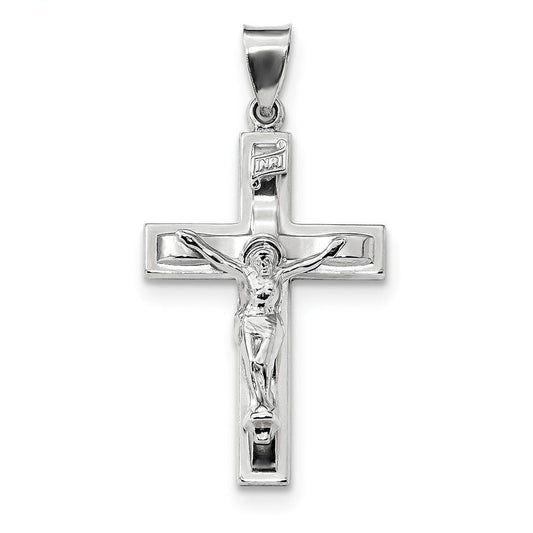 Sterling Silver Rhodium-plated Polished INRI Latin Crucifix Pendant