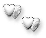 Sterling Silver Double Heart Children Post Earrings