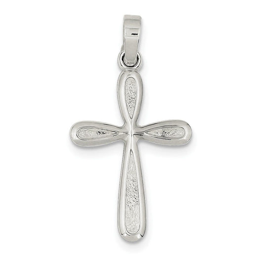Sterling Silver Polished and Textured Cross Pendant