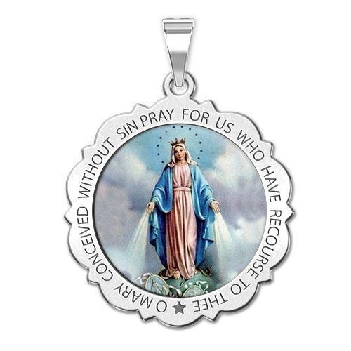 Miraculous Medal Scalloped Round "Color EXCLUSIVE"