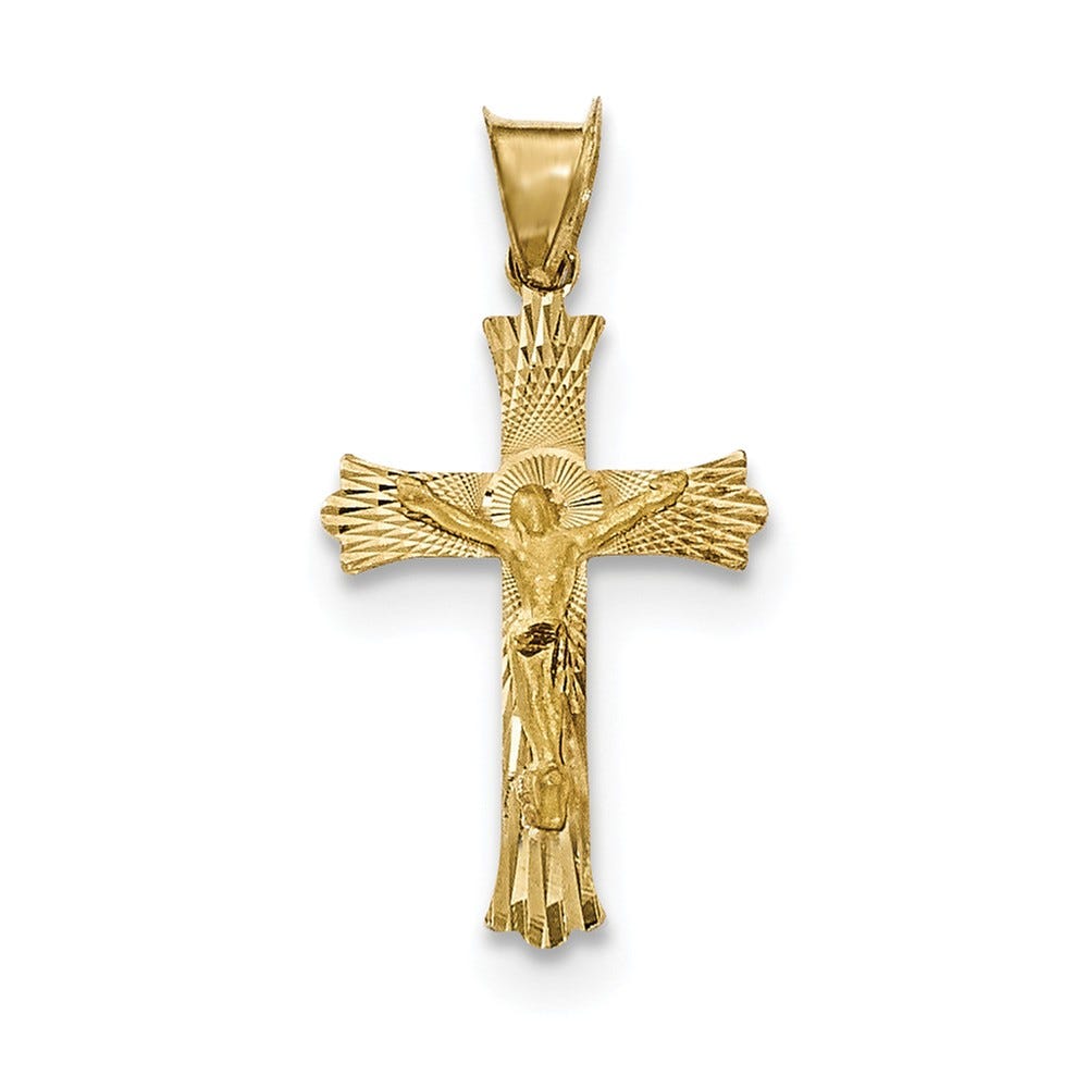 14k Polished Satin and D/C Crucifix Pendant