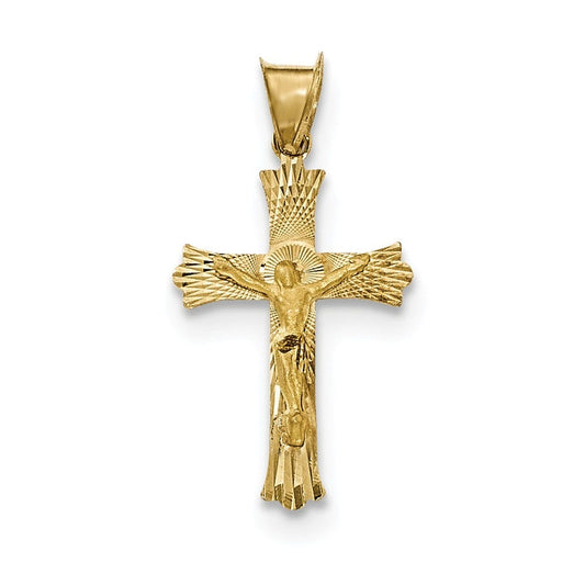 14k Polished Satin and D/C Crucifix Pendant