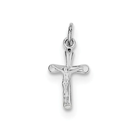 Sterling Silver Rhodium-plated Crucifix Charm