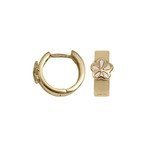14K  Yellow Gold Children's "Flower" Huggie Earrings with Pink Enamel