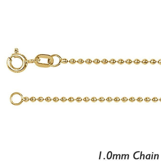 14K Yellow Gold 1.0mm  Bead Chain