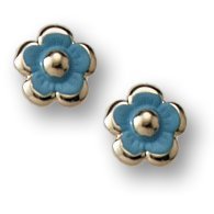14K Yellow Gold Children's  Enamel "Flower" Post Earrings