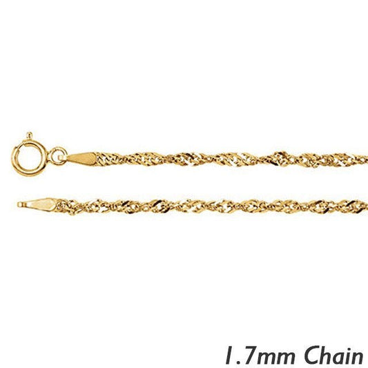 14K Yellow Gold 1.7mm Singapore Chain