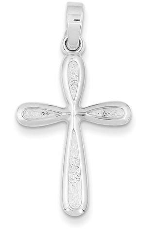 Sterling Silver Polished and Textured Cross Pendant