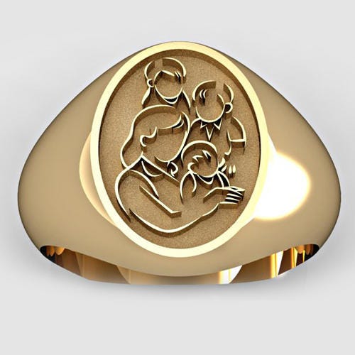 Mother with Three Sons Oval Shaped "Mother's Ring"