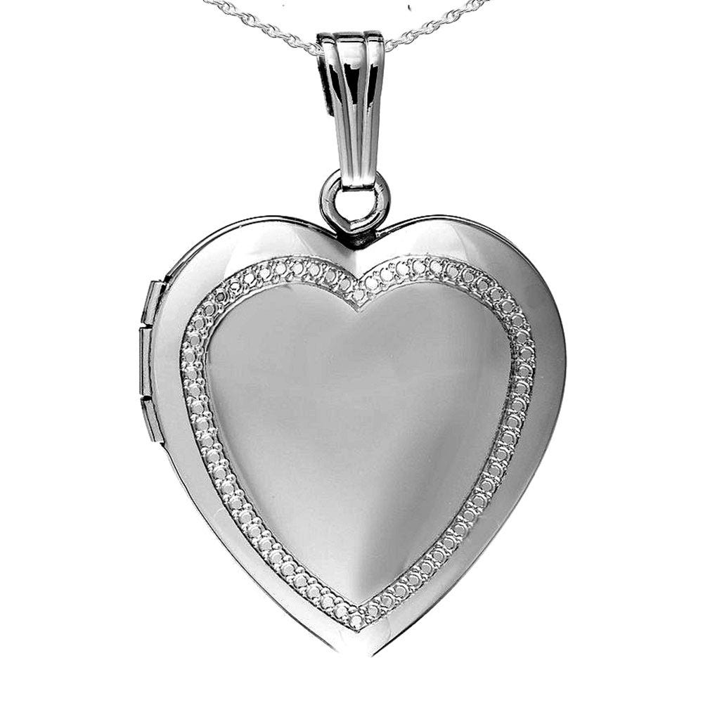 Sterling Silver Beaded Edge Heart Photo Locket