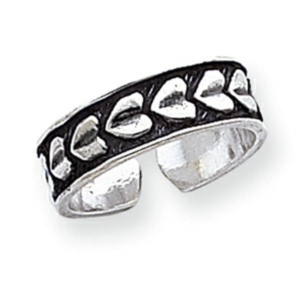 Sterling Silver Antiqued Heart Toe Ring