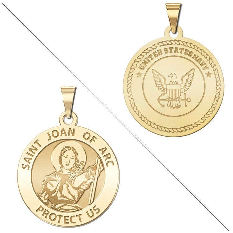 Saint Joan of Arc Doubledside NAVY Religious Medal "EXCLUSIVE"