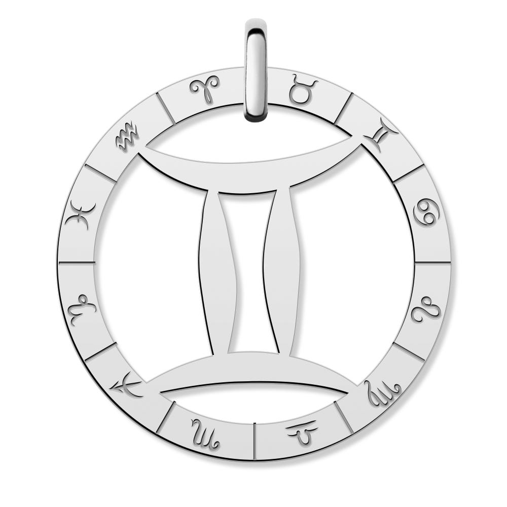 Cutout Round Gemini Symbol Charm or Pendant