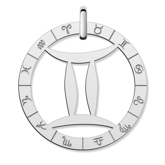 Cutout Round Gemini Symbol Charm or Pendant