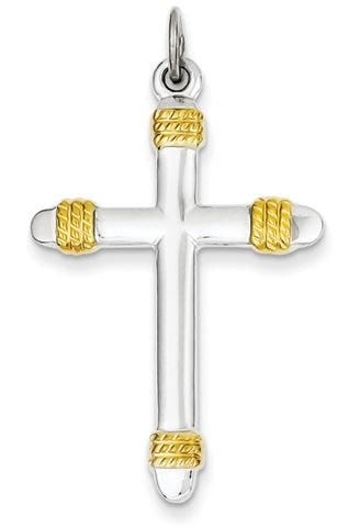 Sterling Silver & 18k Gold -plated Rope Cross Pendant