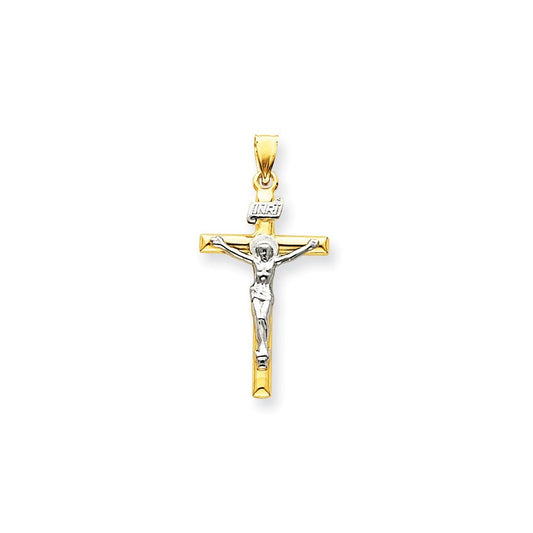 14k Two-tone INRI Crucifix Pendant