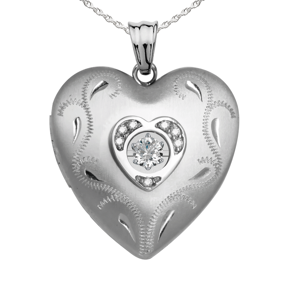 Sterling Silver ' Dancing Diamond' Heart Photo Locket