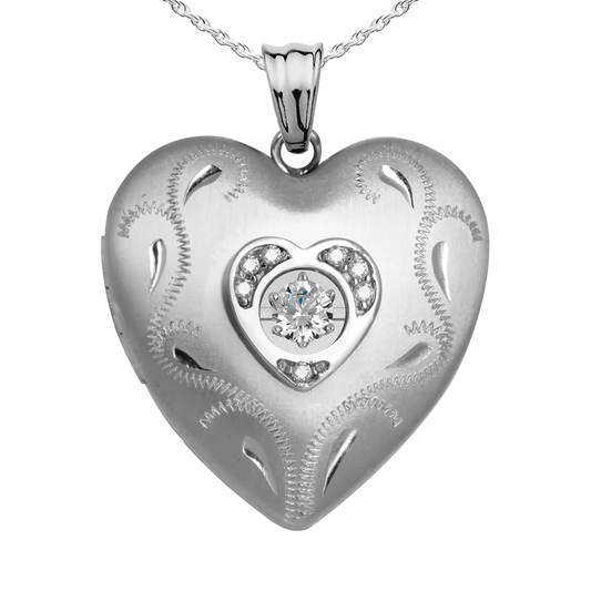 Sterling Silver ' Dancing Diamond' Heart Photo Locket