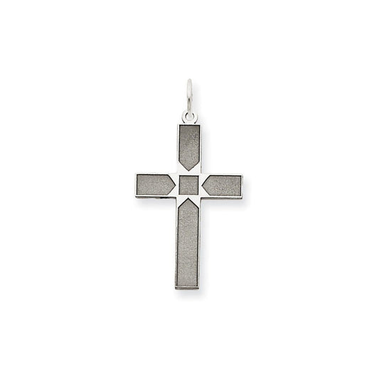 14K White Gold Laser Designed Cross Pendant