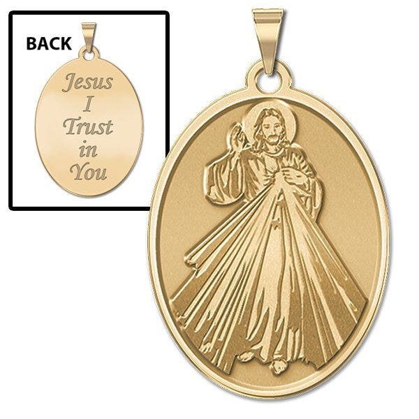 Divine Mercy Double Sided Oval Religious Medal "EXCLUSIVE"