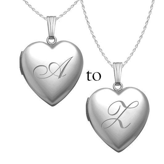 Sterling Silver English Style Initial Heart Photo Locket