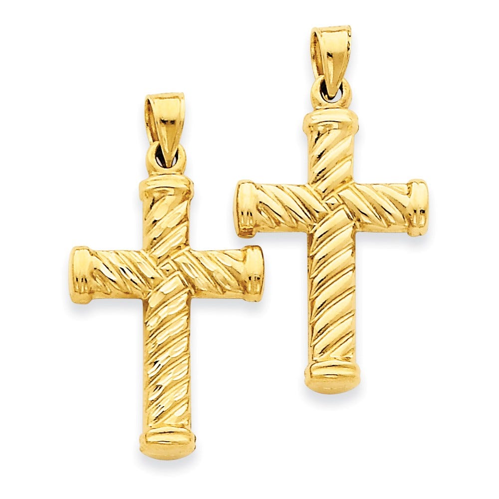 14k Reversible Diamond-cut Cross Pendant