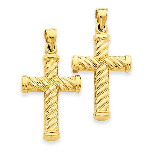 14k Reversible Diamond-cut Cross Pendant