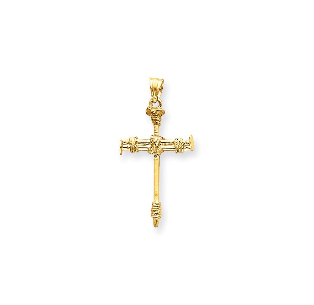 14k Polished Nail Cross Pendant